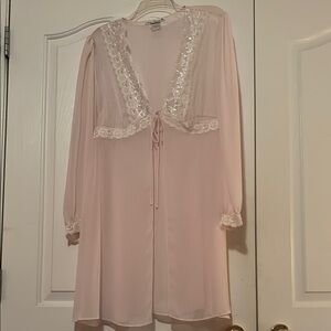 Linea Donatella Pink Lace Trim Robe